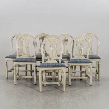 A set of eight Swedish late Gustavian chairs begging of the 19th century.