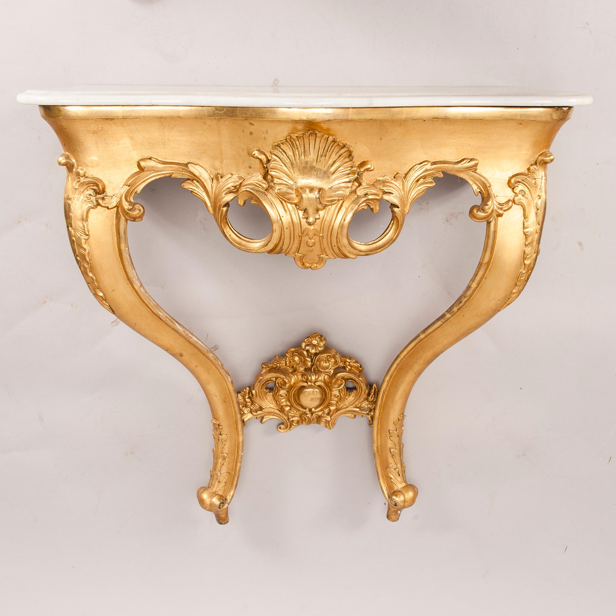 SPEGEL samt KONSOLBORD, rokokostil, sent 1800-tal.