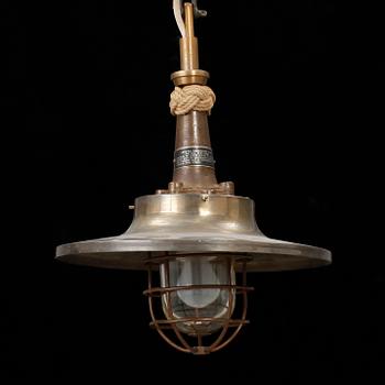 TAKLAMPA, skeppstyp, mässing/glas ,ASEA, 1900-talets mitt.