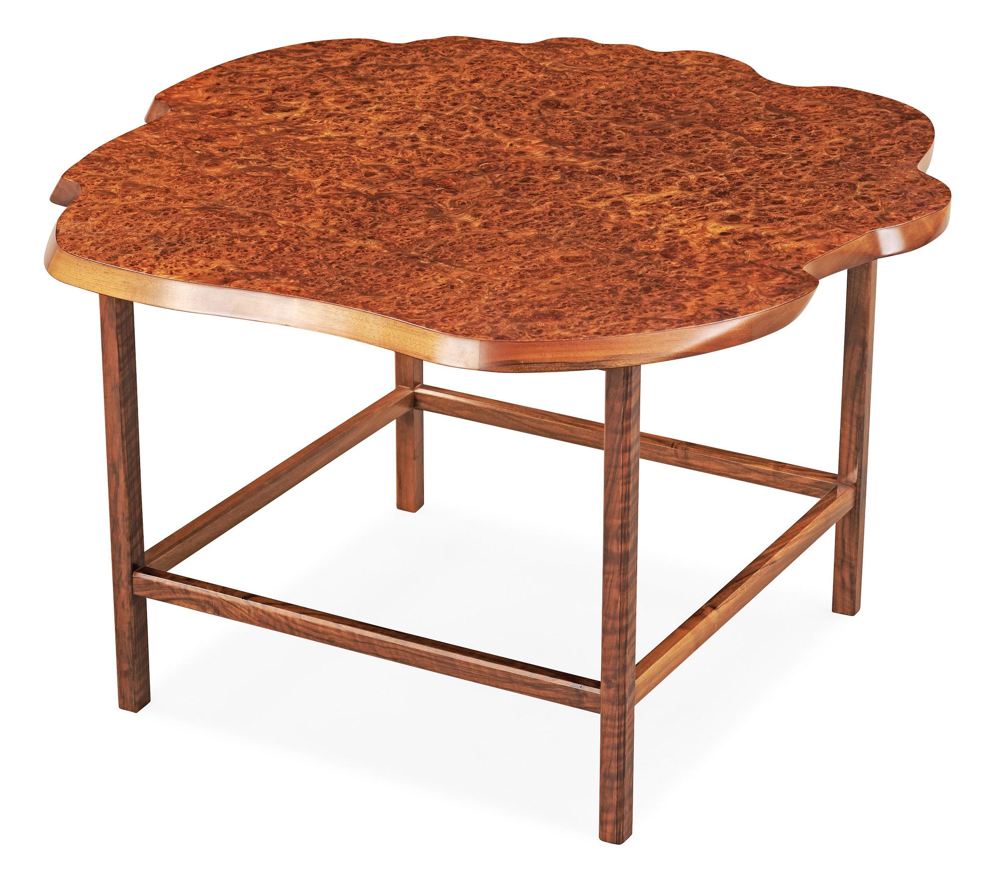A Josef Frank elmroot veneer and walnut sofa table, Svenskt Tenn, model 1057.