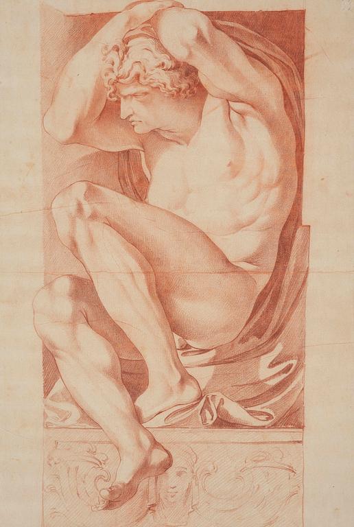 Johan Tobias Sergel, Sitting youth after Carracci.