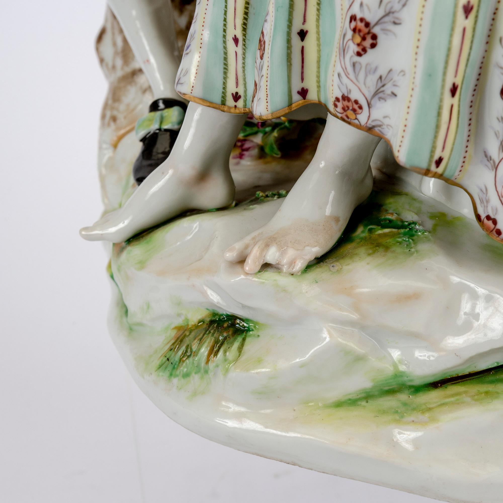 Figurgrupp Volkstedt Thüringen 1900-talets början porslin.