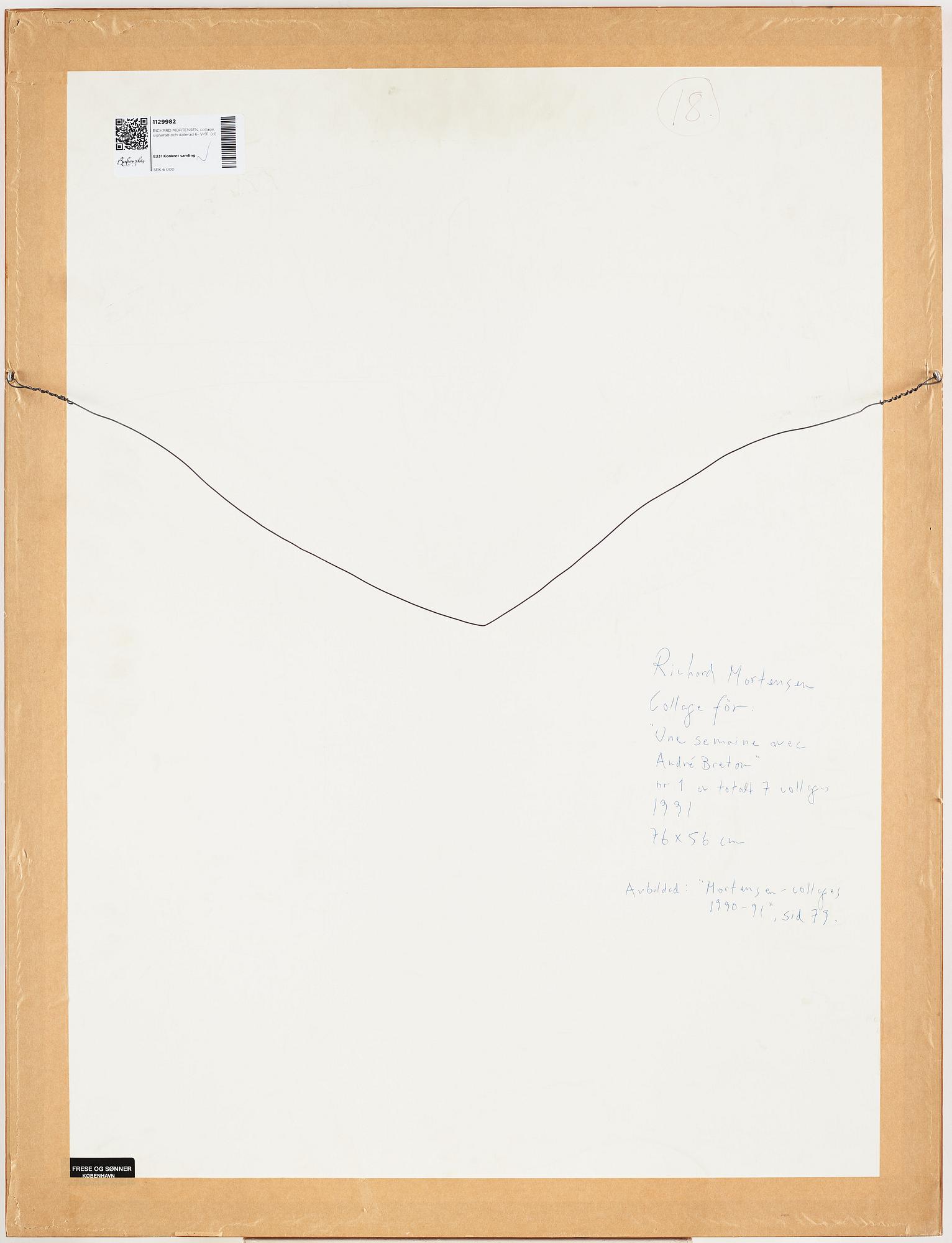 RICHARD MORTENSEN, collage, signerad och daterad 6- V-91.