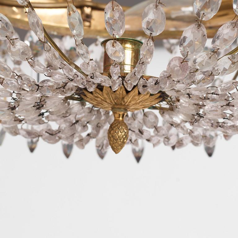 A late Gustavian five-light chandelier, late 18th century.