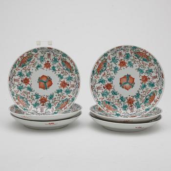 TALLRIKAR, 6 st, porslin, Kina, Tongzhi (1862-1874).