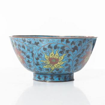 Skål, cloisonne på koppar, Mingdynastin (1368-1644).
