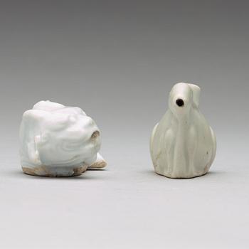 Two white glazed brush washers, Qing dynasty (1644-1912).