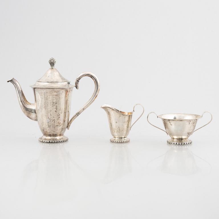 Kaffeservis, 3 delar, silver, MGAB, Uppsala 1934-1936.