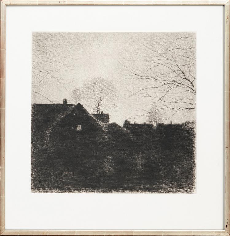 Gunnar Norrman, charcoal drawing signed and dated 1986.