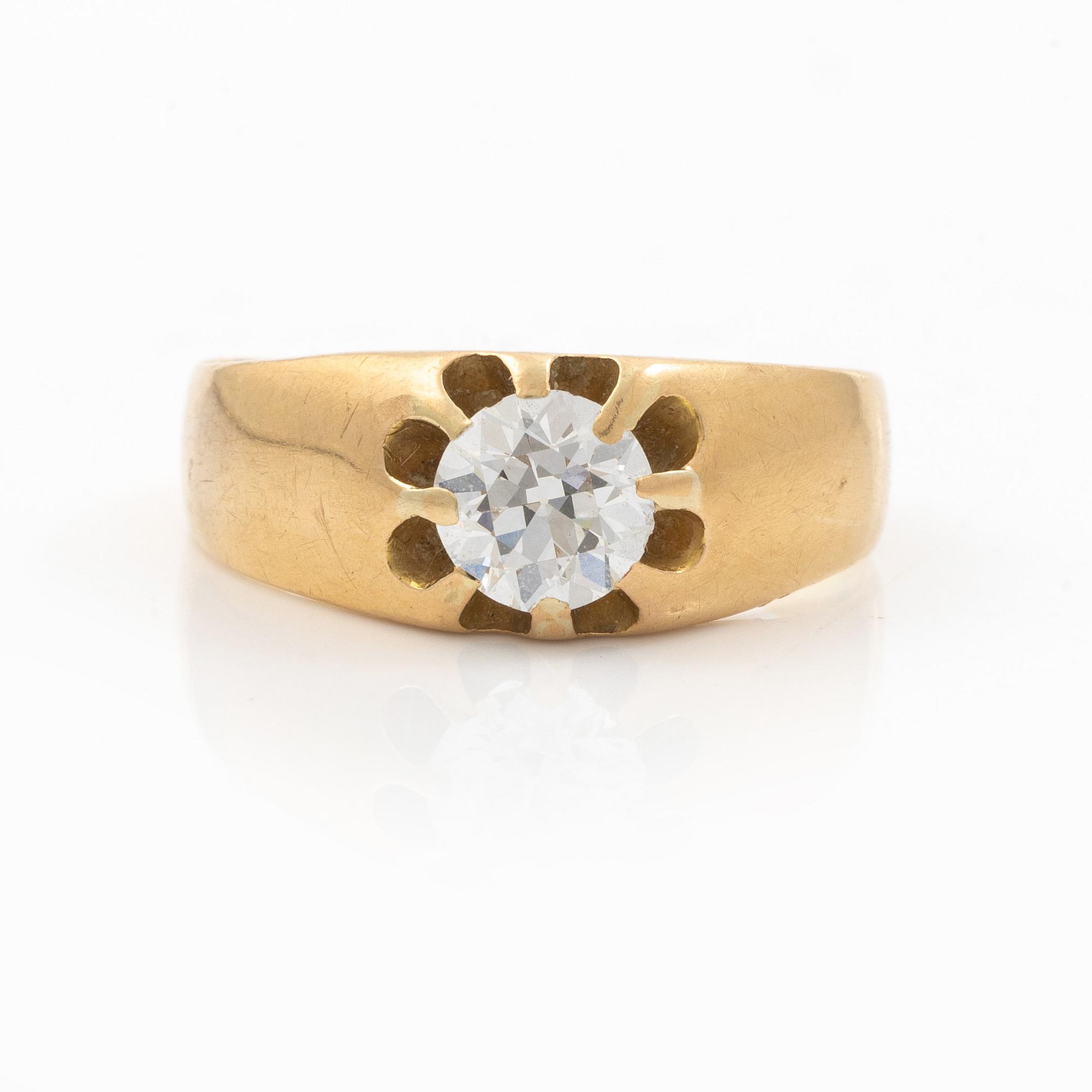 Ring, 18K gold with brilliant-cut diamond, 0.60 ct, J Petterssons, Stockholm, 1962.