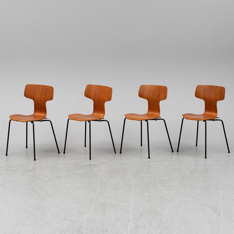 ARNE JACOBSEN, stolar, 4 st, modell 3103 "T-stolen", Fritz Hansen, Danmark, 1964-5.