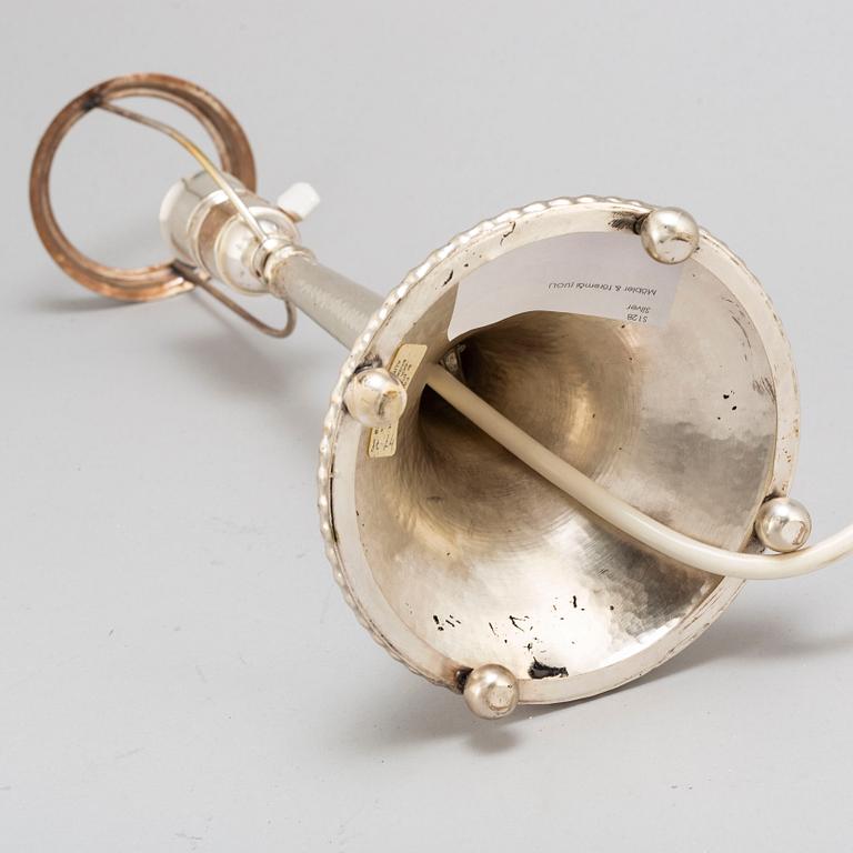 K Anderson, bordslampa, silver, Stockholm, 1924.