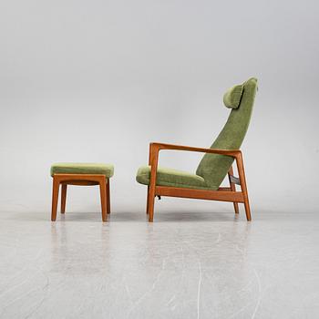 Folke Ohlsson, a teak 'Duxiesta' armchair and a stool, Bra Bohag, Dux, Ljungs Industrier, Malmö, 1960's.