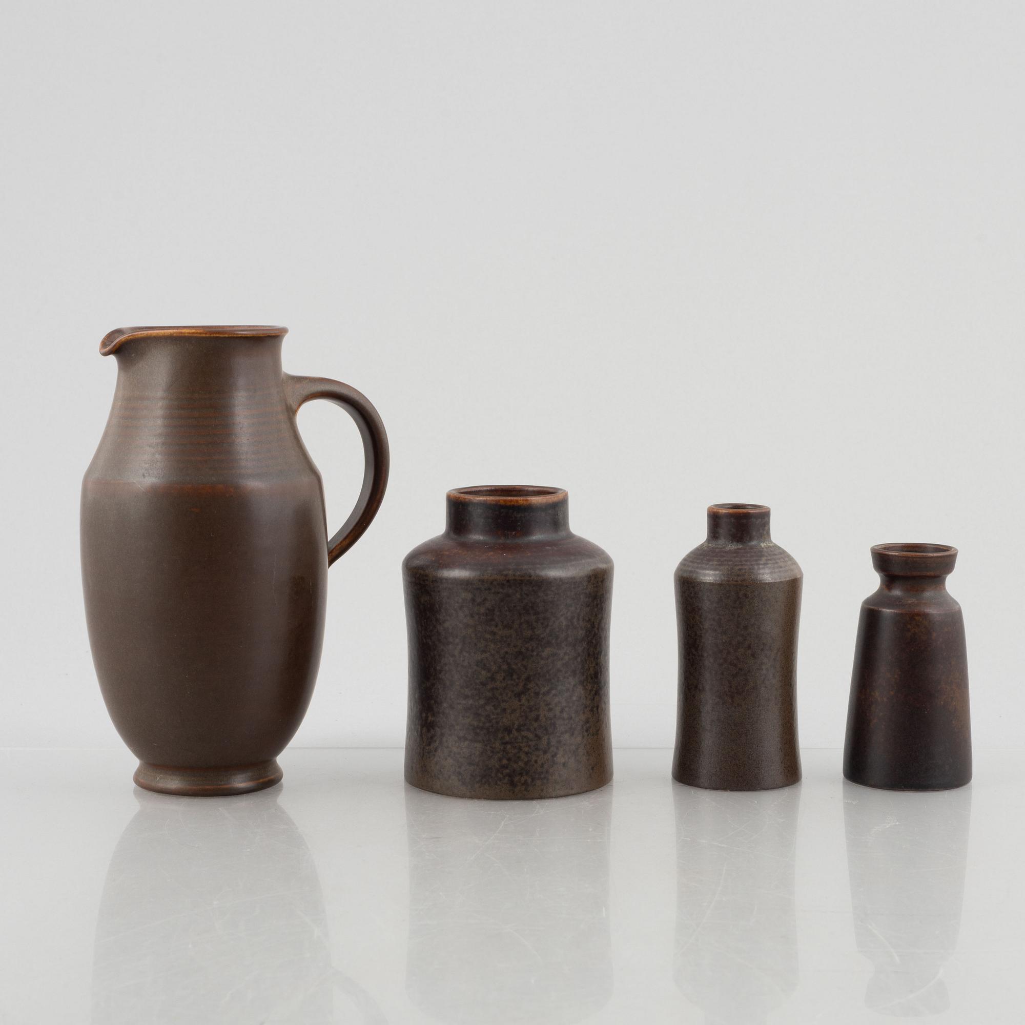 Erich & Ingrid Triller, four stoneware vases, Tobo.