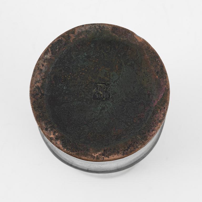 A Japanese bronze vase, 20th Century. With seal mark.
