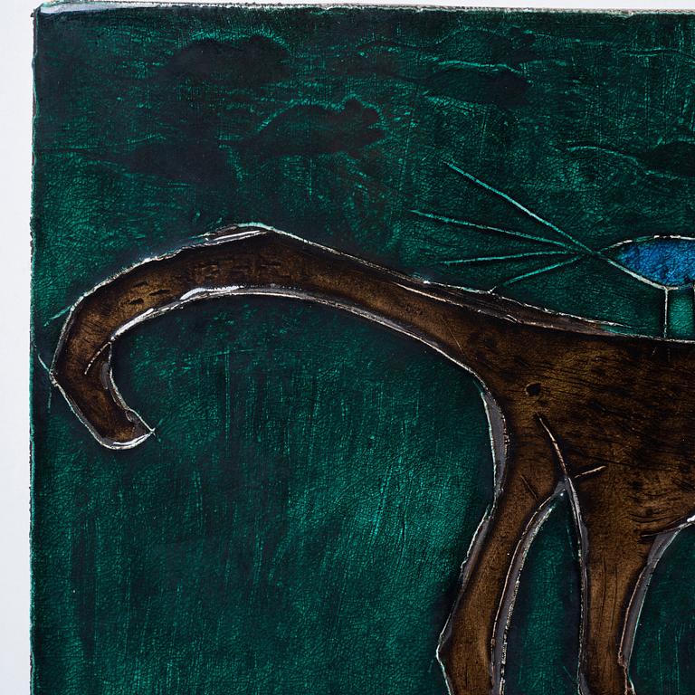 Rut Bryk, a stoneware wall plaque, "Cat", Finland 1950-60's.