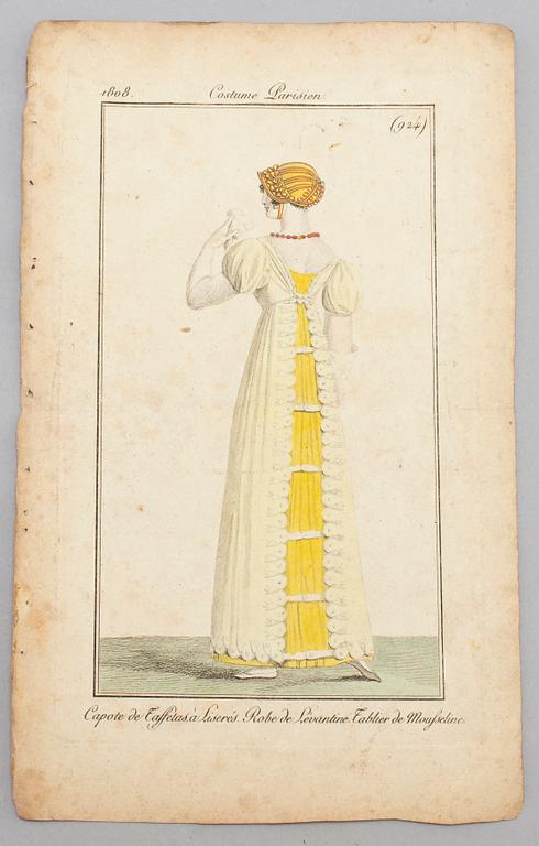 MODEPLANSCHER, 22 st, kolorerade, 1808 & 1809.