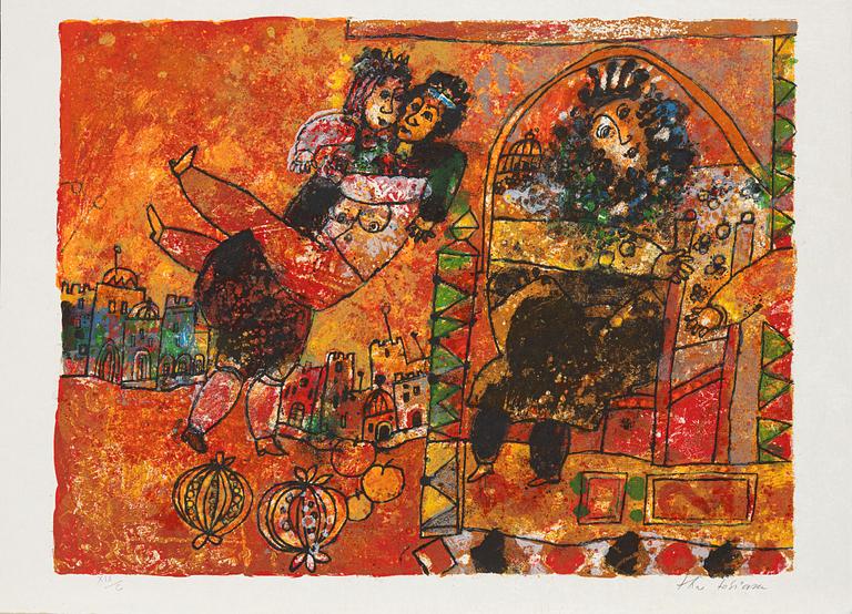 Theo Tobiasse, "The Song of Songs of King Solomon", portfolio with 12 colour lithographs.