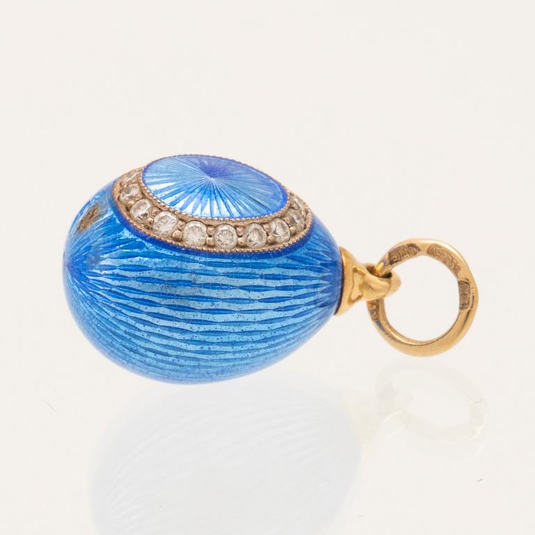 W.A. Bolin, pendant in 18K gold with round brilliant-cut diamonds and enamel.