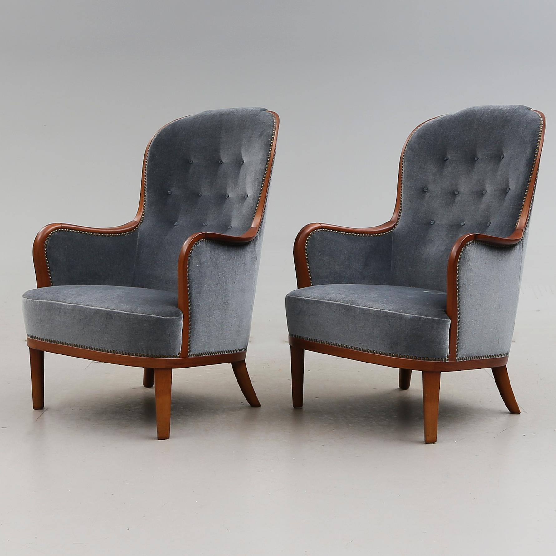 FÅTÖLJER, 1 par, "Advokaten", Carl Malmsten, 1900-talets andra hälft.