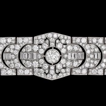 ARMBAND, gammal- medium- och baguetteslipade diamanter,  tot. ca 33 ct. Art deco, 1930-tal.