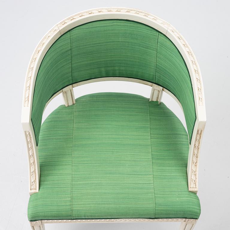 A pair of late Gustavian style armchairs, late 20th Century.