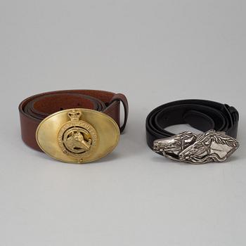 Two leather belts by Ralph Lauren.