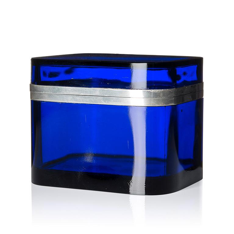 Josef Frank, a pewter mounted blue-tinted glass box, Firma Svenskt Tenn.