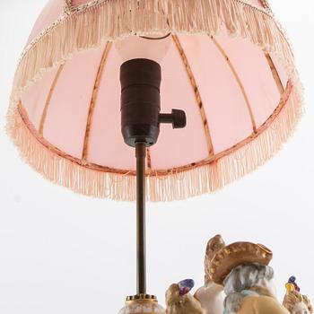 Table lamp Capo di Monte similar mark 20th century porcelain.