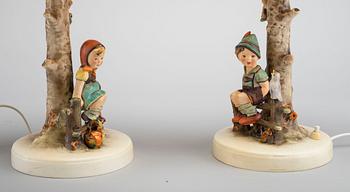 MARIA INNOCENTIA HUMMEL, a pair of porcelain lamps.