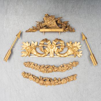 Five pcs of 18th and 19th century decor elements.