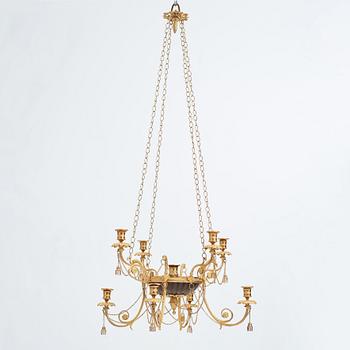 A late Gustavian early 19th century nine-light hanging-lamp.