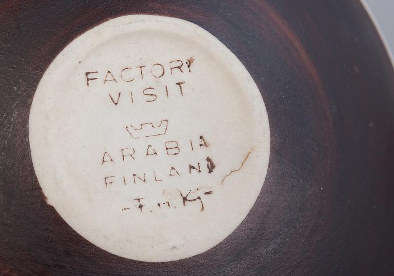 SKÅLAR, 2 st, samt FLASKA, keramik, Friedl Holzer-Kjellberg, Arabia.