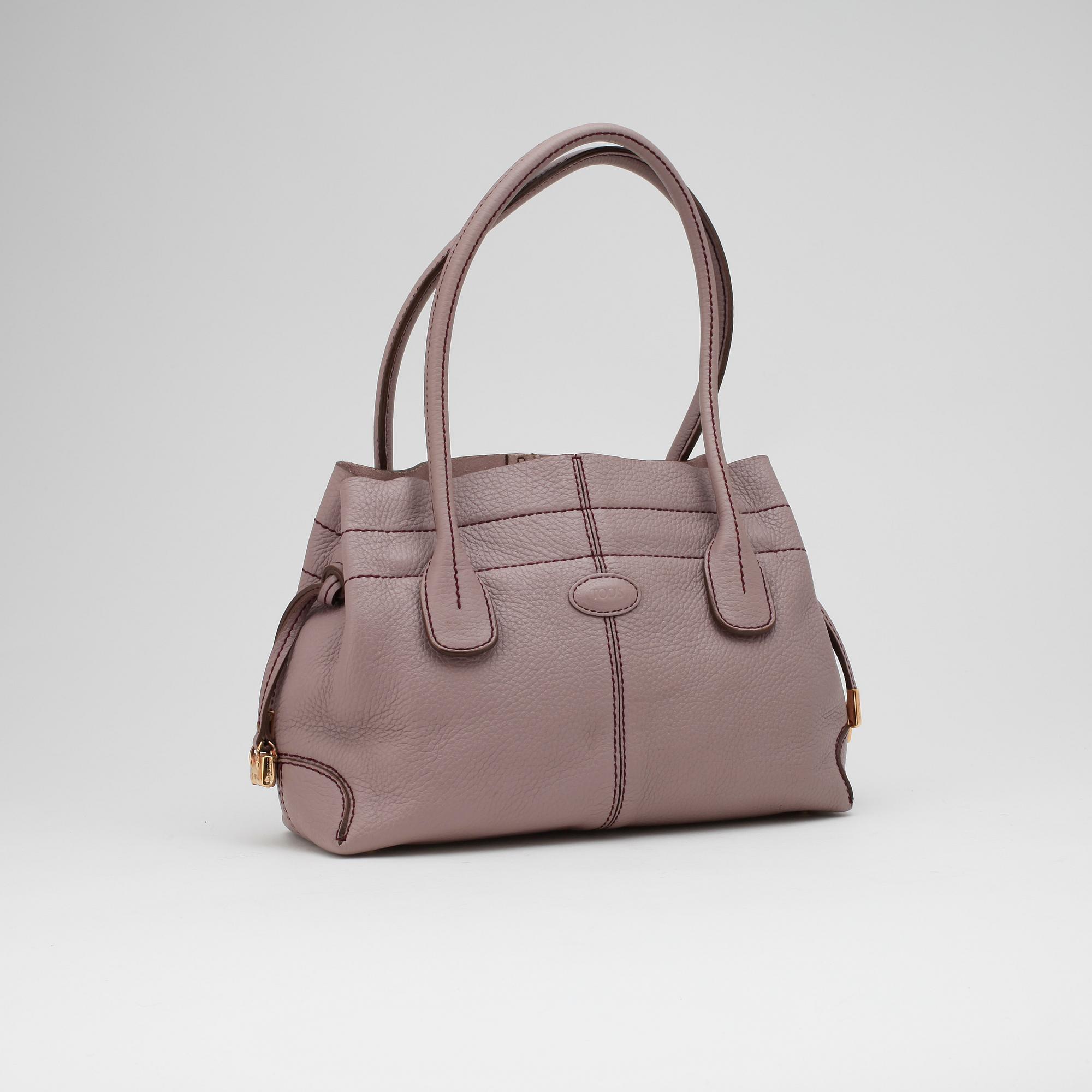 TOD'S, a lilac leather "D-Bag" and orange leather cellphone case.