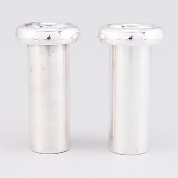 TAPIO WIRKKALA, Two sterling silver vases, "Growth", mark of TW, Kultakeskus, Hämeenlinna 1990.