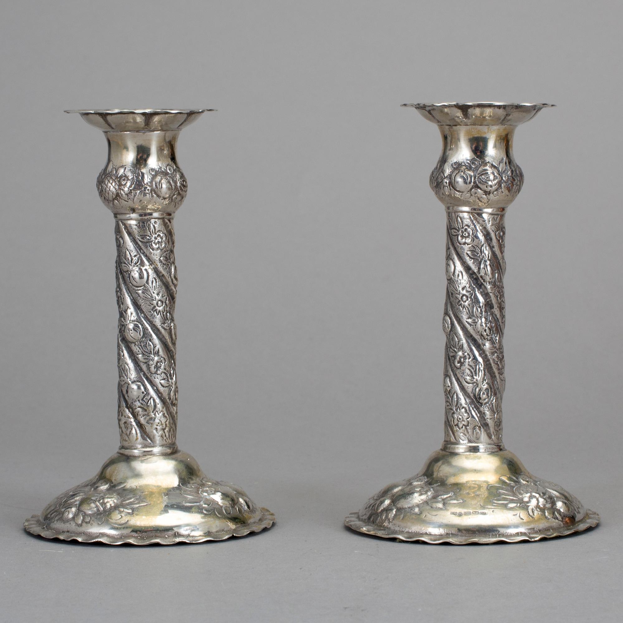 LJUSSTAKAR, 1 par, silver, E. Jänti, Helsingborg, 1966.