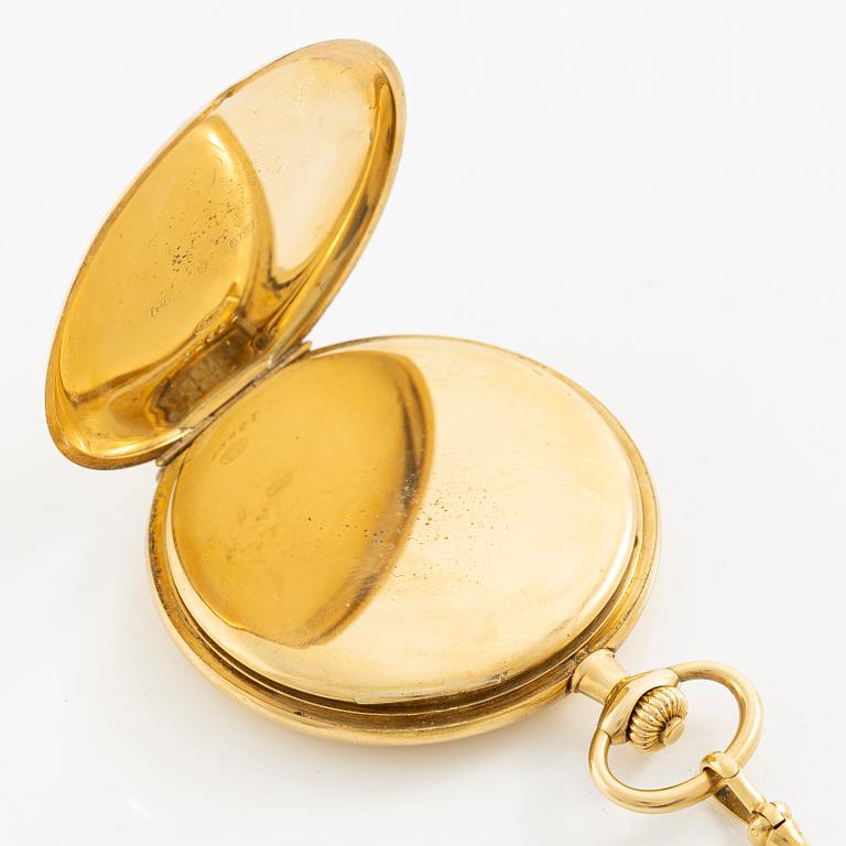 Alex Hüning, pocket watch, hunter, 18K gold, with Chatelaine, 50 mm.