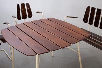 TRÄDGÅRDSGRUPP, 6 delar,  Herman Perssons Järn- och trämanufaktur i Bjärnum, 1950/60-tal.