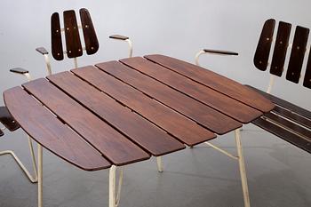 A table, sofa and four chairs for the garden, Herman Perssons Järn- och trämanufaktur, Bjärnum, 1950/1960's.