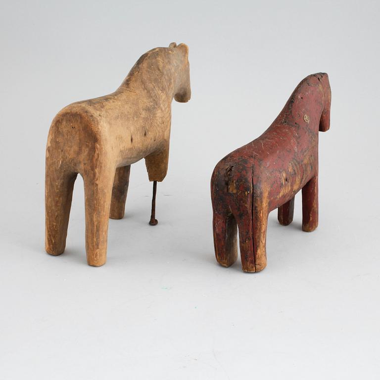 Two wooden horses, 19th century.