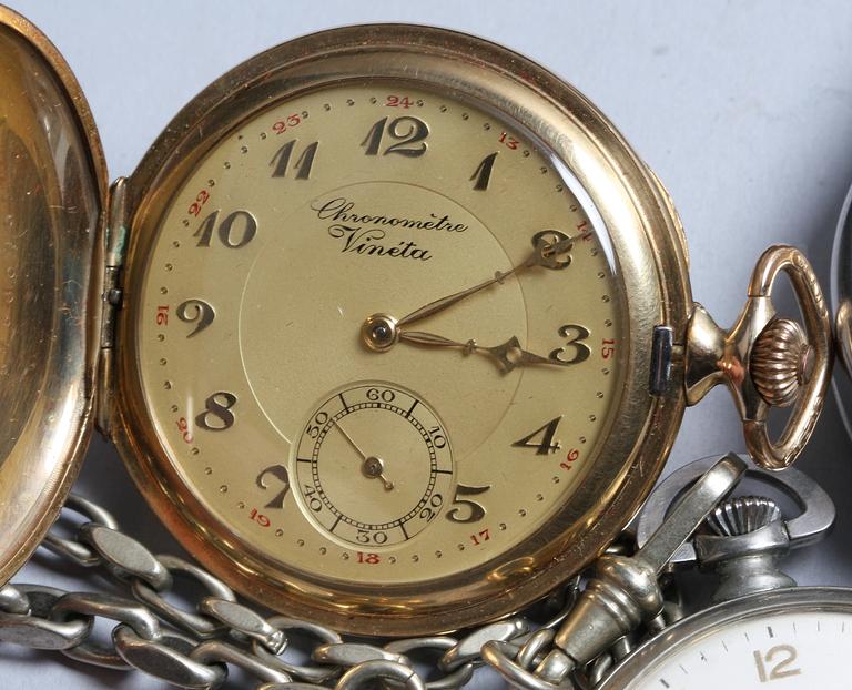 PARTI FICKUR, 4 st, bla silver, Longines mfl märken. 1900-tal.