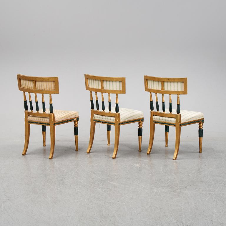 A set of three late Gustavian style chairs, 19th Century.