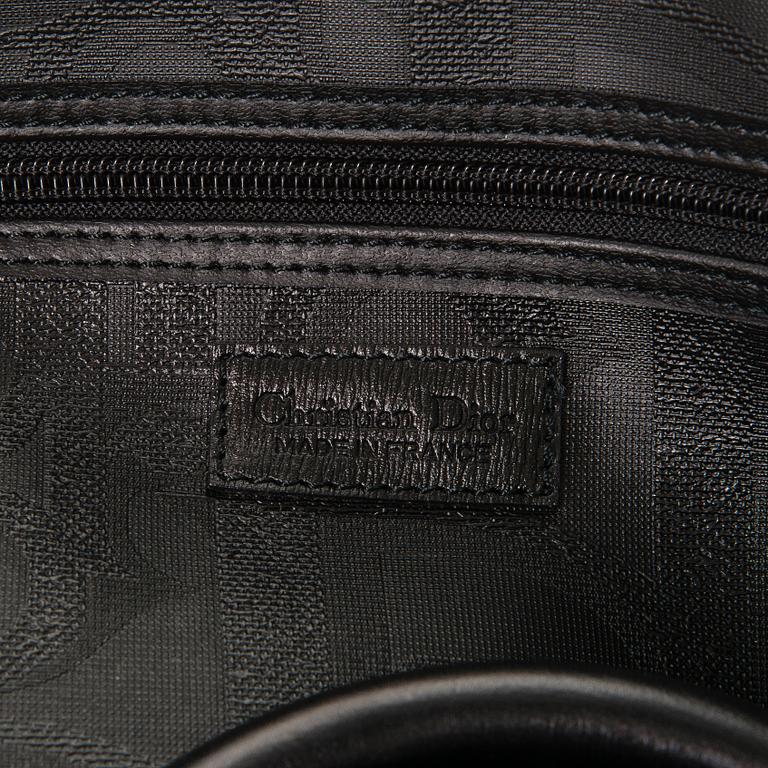 CHRISTIAN DIOR Black Monogram Coated Canvas Duffel Bag.