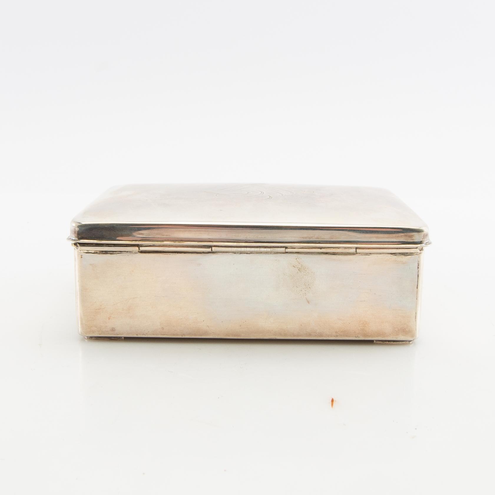 Cigarettskrin silver CG Hallberg Stockholm 1938.