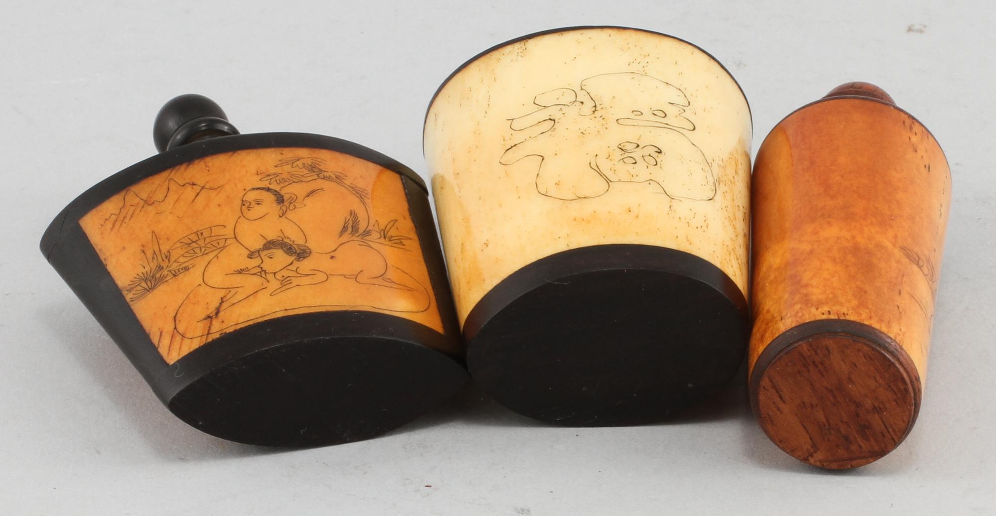SNUSFLASKOR, 3 st, Kina, 1900-tal.