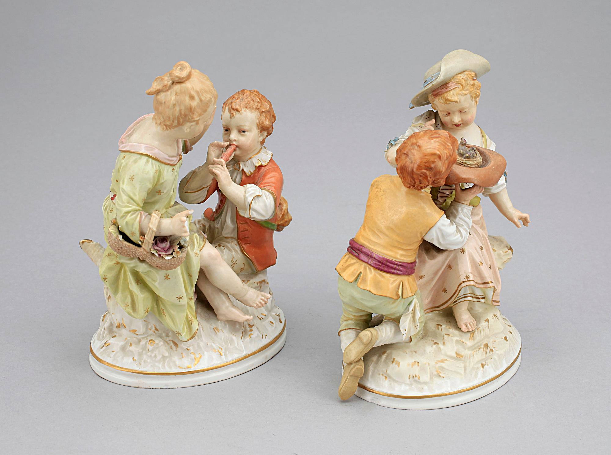 FIGURINER, 2 par, porslin, KPM, 1900-talets första hälft.