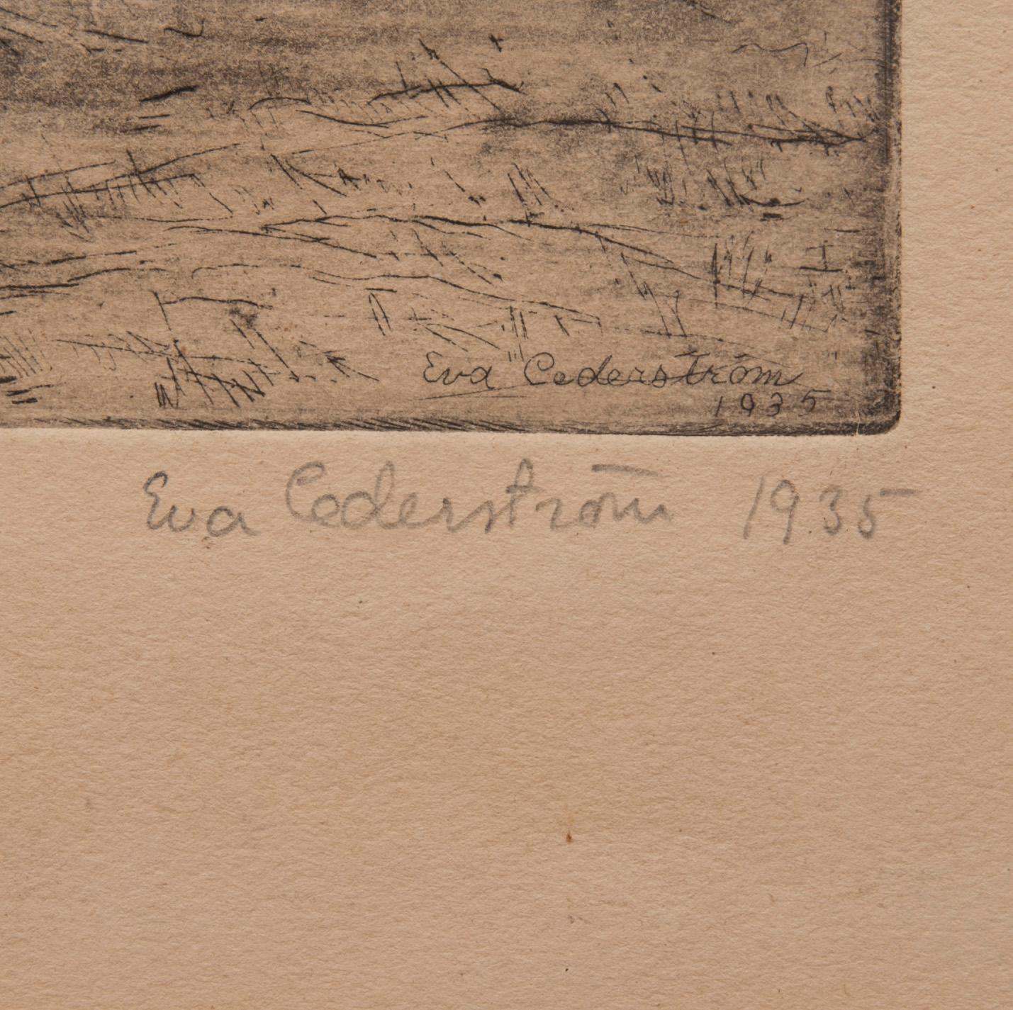 EVA CEDERSTRÖM, etsning, signerad och daterad 1935 även i plåten, numrerad II/6.