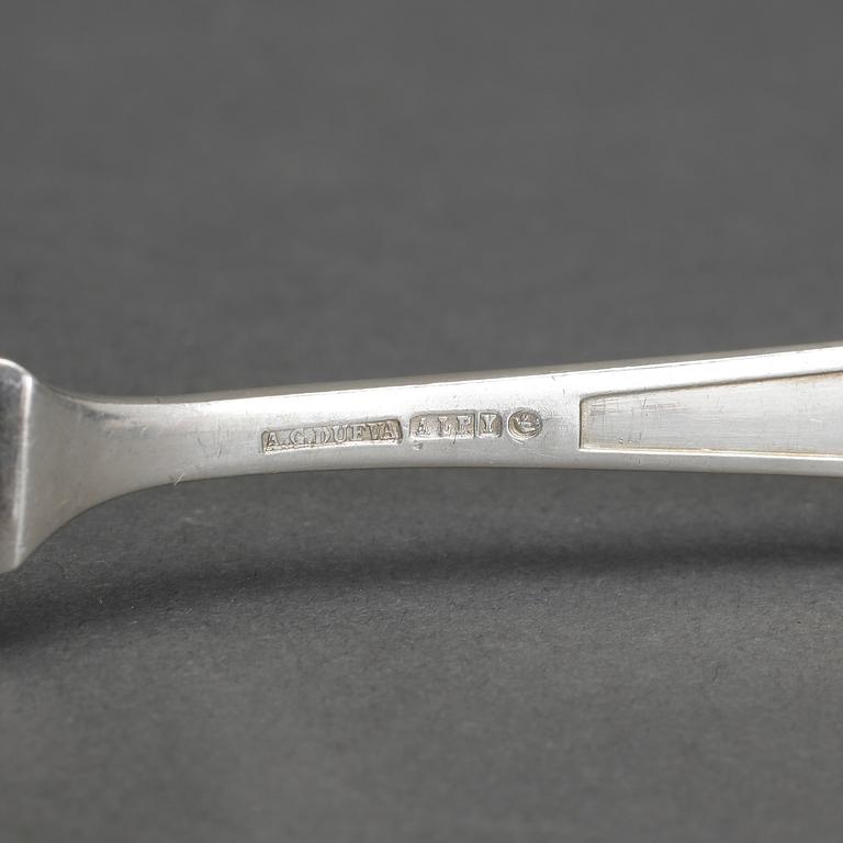 FISKBESTICK, jugend, 24 delar, nysilver, AG Dufva, Stockholm, ca 1900/10.