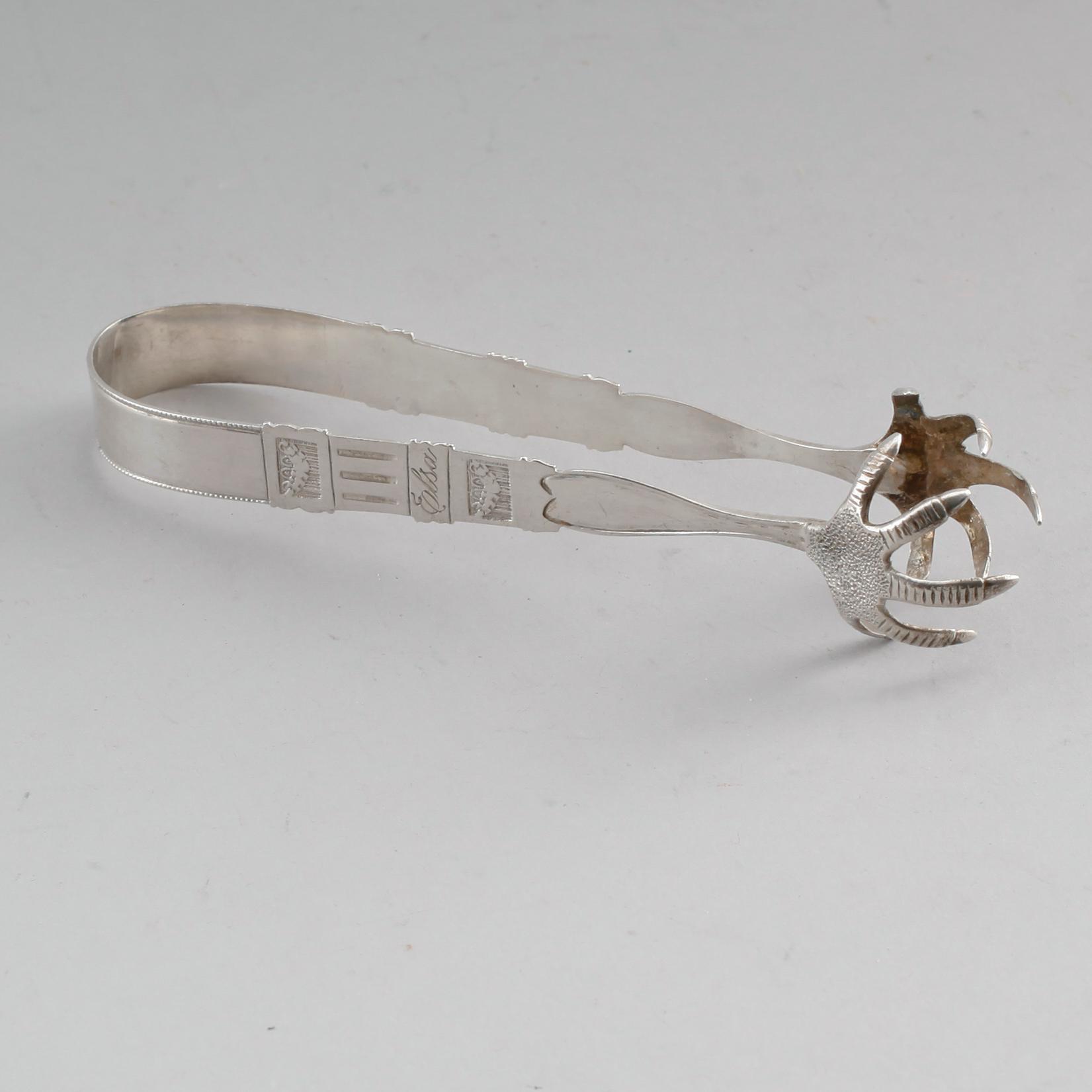 SOCKERTÅNG, silver, Carl Fredrik Seseman, Arboga 1810. Total vikt ca 44 g.