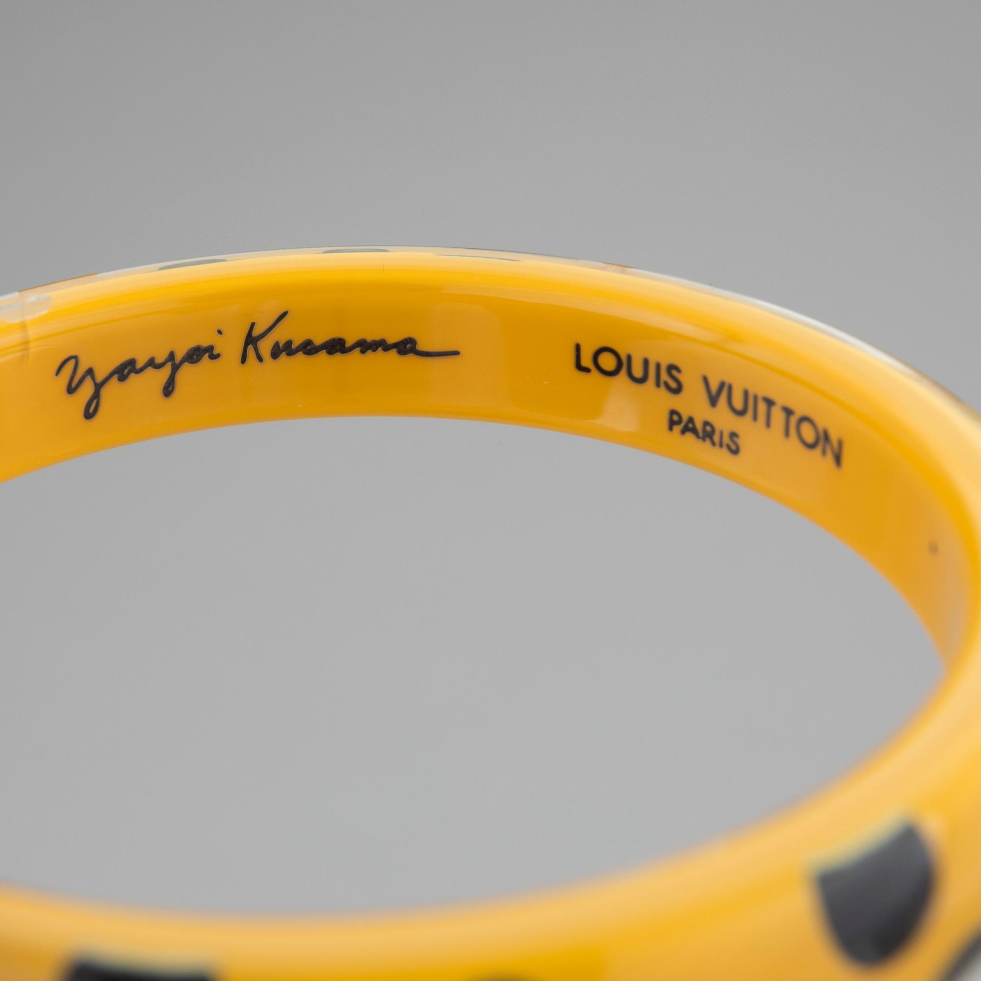 LOUIS VUITTON, Limited Edition Yayoi Kusama "Yellow Dots Infinity" Bangle PM Bracelet.